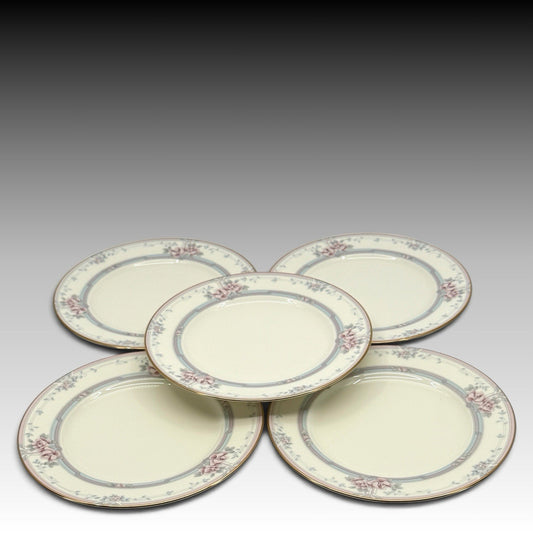 Noritake Magnificence 9736 Bone China Salad Plates Set 5 Gold Trim Japan 8.25"