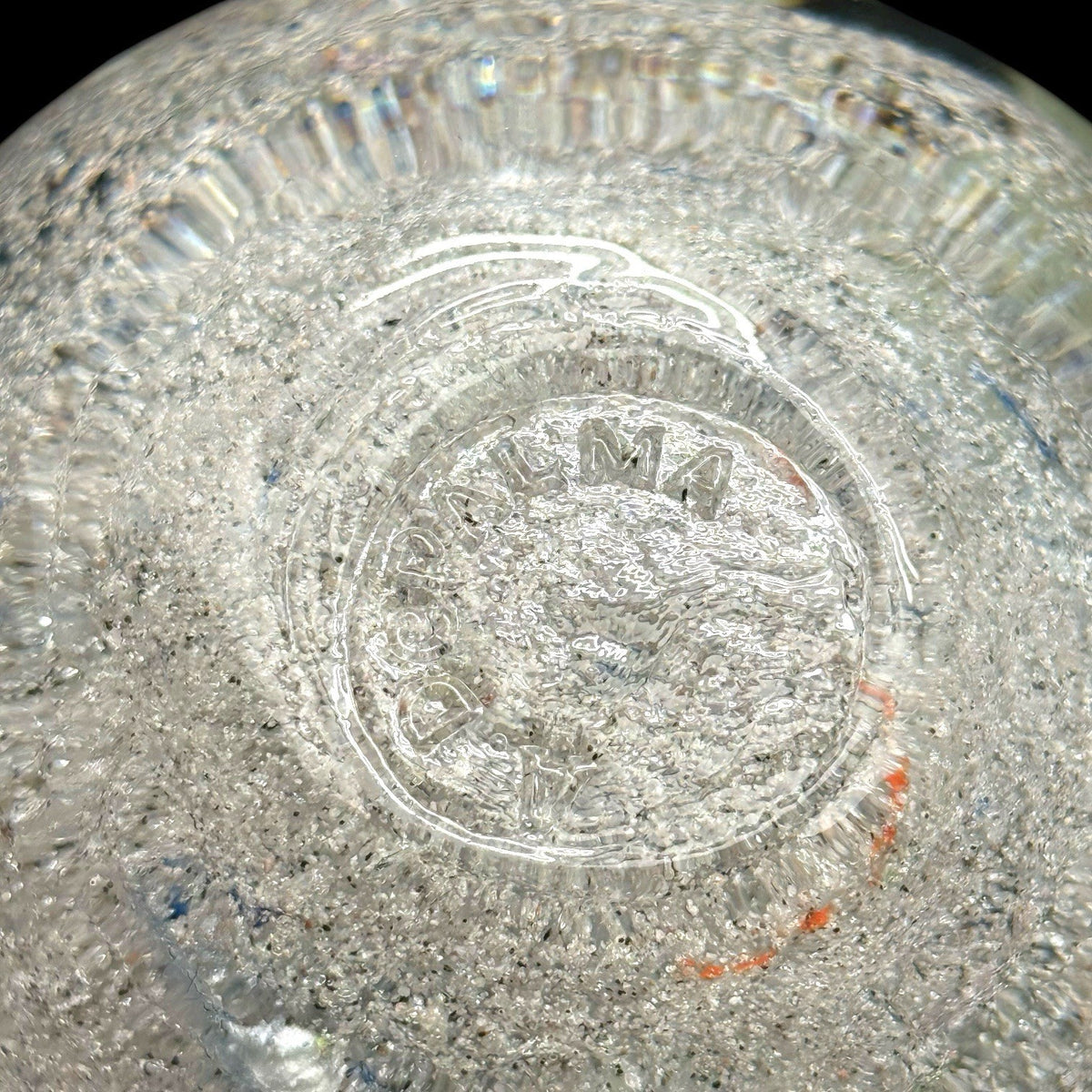 Wheaton Glass Art Paperweight Vase Signed A. De Palma Silver Aventurine Swirl