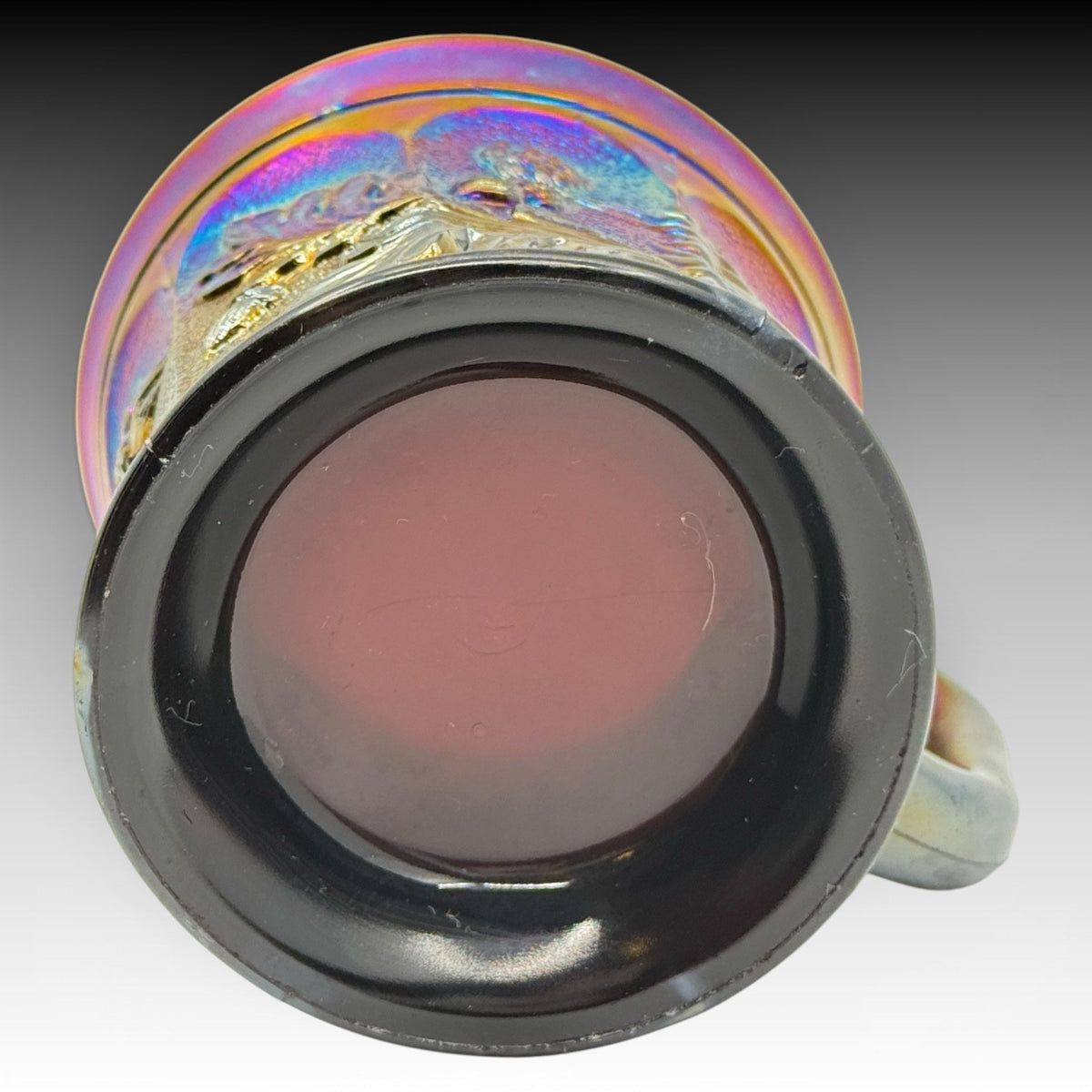 Northwood Dandelion Carnival Glass Mug Amethyst Iridescent Antique 3.5 Inches
