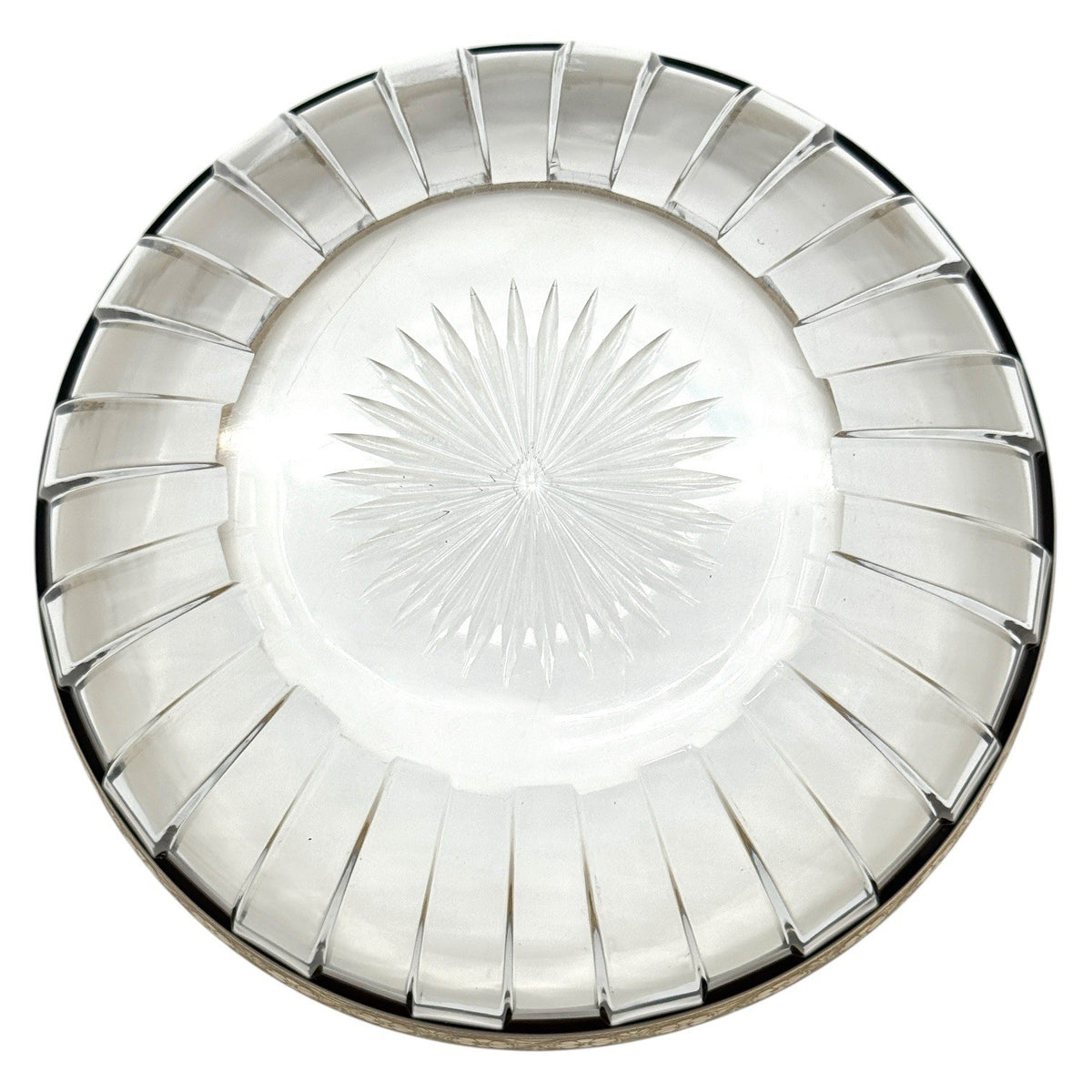 Heisey Crystal Glass Bowl Hand Painted Gold Floral Border 8 Inch Elegant Glass