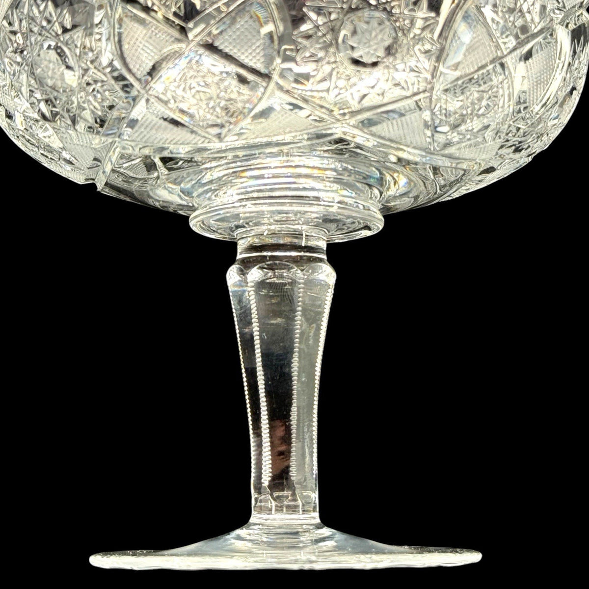 American Brilliant Cut Crystal Pedestal Compote Candy Dish Teardrop Stem 5.75 In