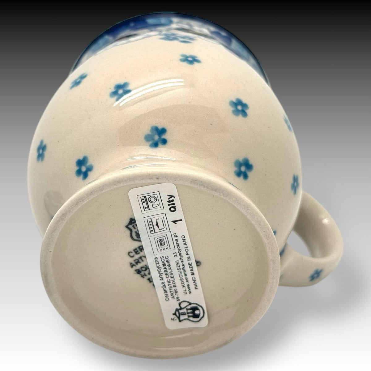 Ceramika Artystyczna Polish Pottery Snow White Poppy TEA INFUSER Mug Saucer Set