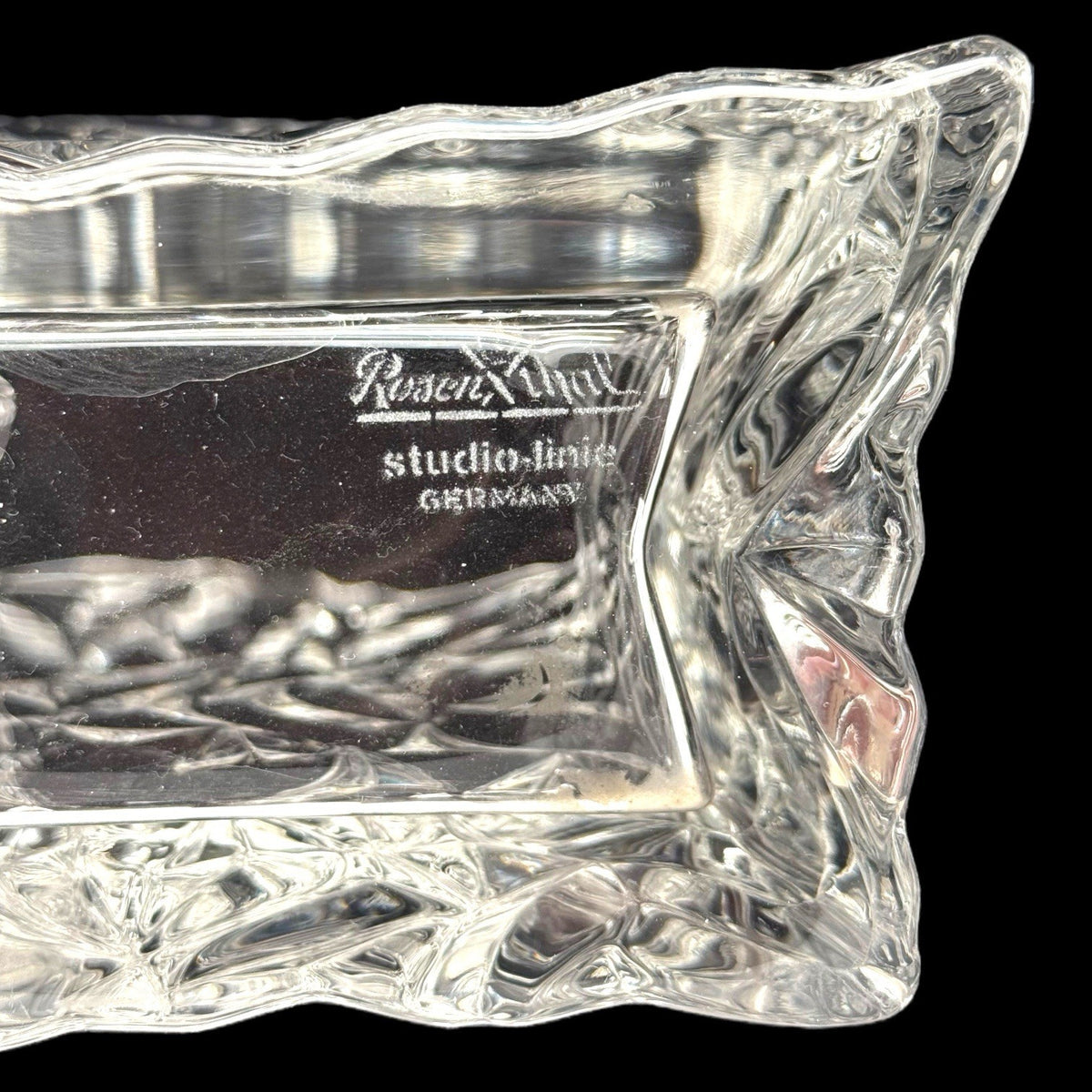 ROSENTHAL Studio-line CRINKLE Clear Crystal Bag Vase 6.75” Germany VTG