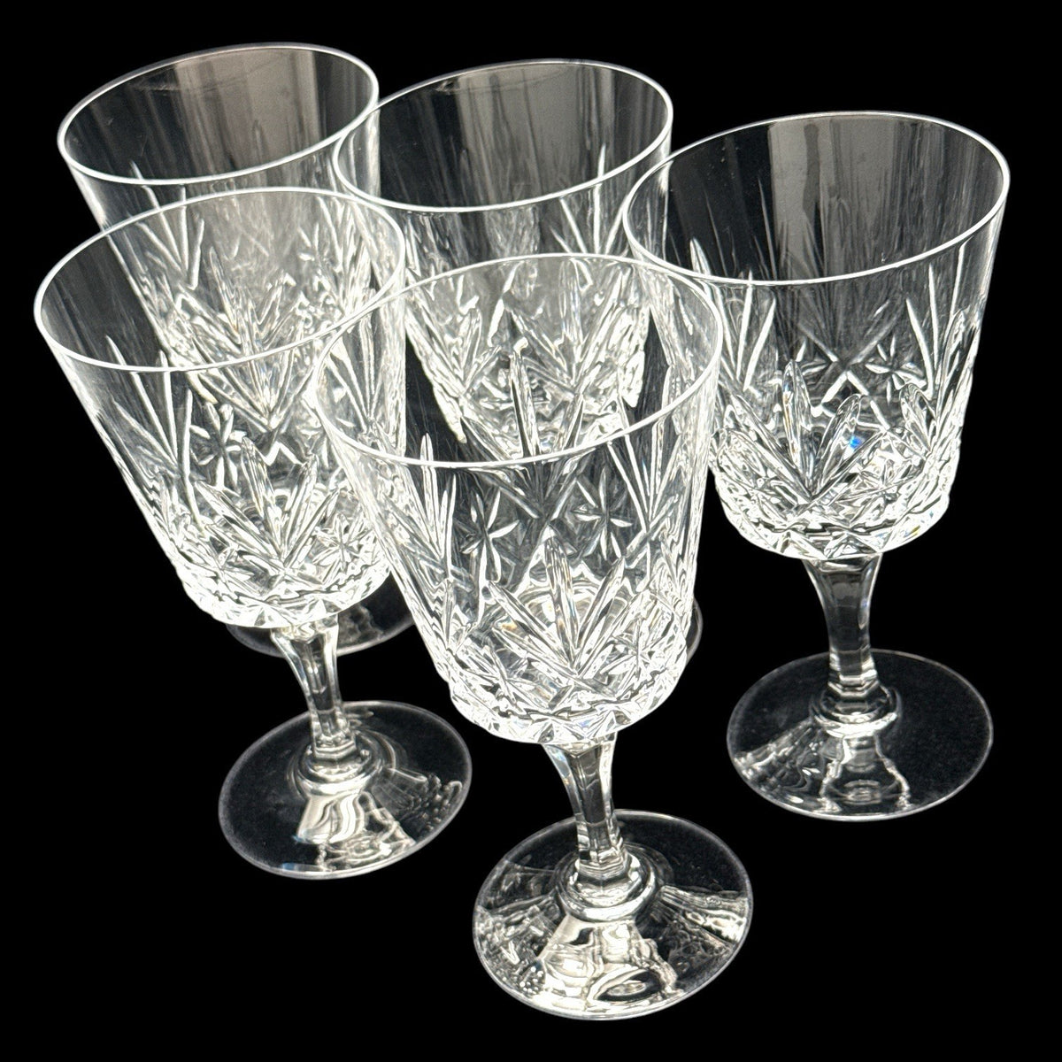 Set of 5 D'Arques Durand Chantilly Crystal WATER GOBLETS France 6.5" 10 oz EUC