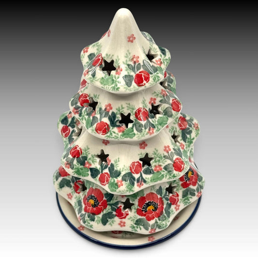Red Hot Poppy Christmas tree luminary view 2