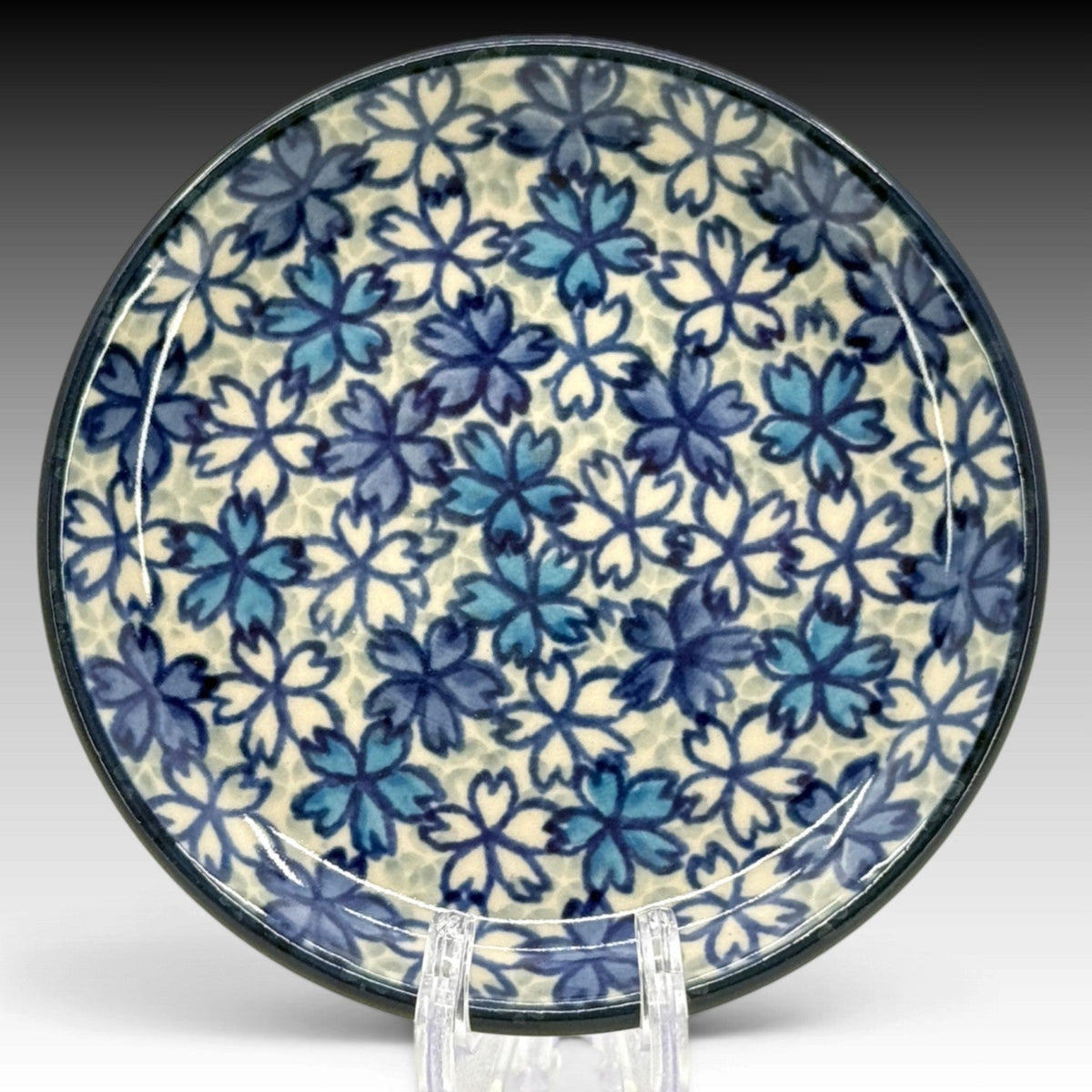 Ceramika Artystyczna Polish Pottery 4" Mini Plate Mosaic Blues view 1