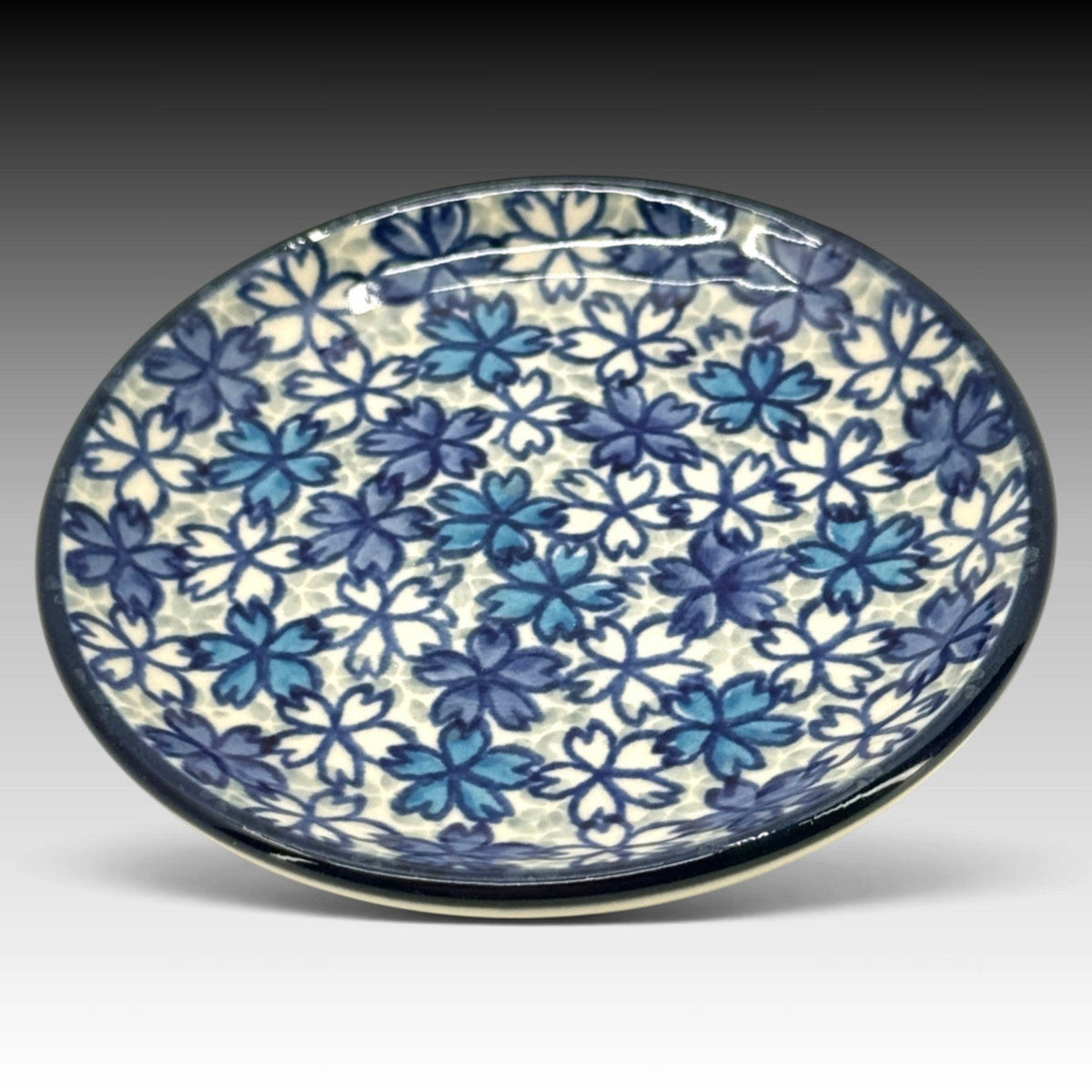 Ceramika Artystyczna Polish Pottery 4" Mini Plate Mosaic Blues view 2