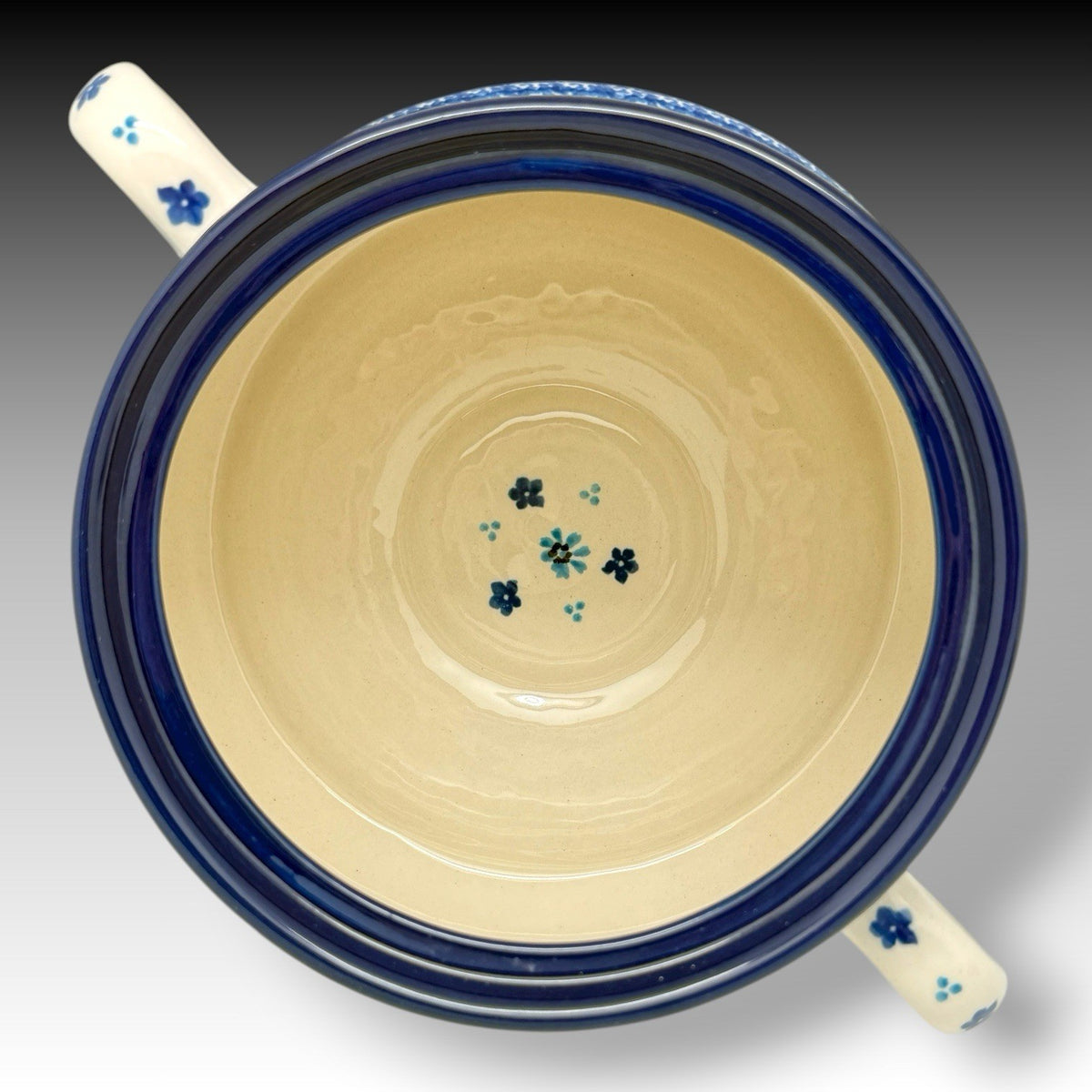 Ceramika Artystyczna Polish Pottery 2.5 Qt Covered Baker Georgia Blue Stoneware