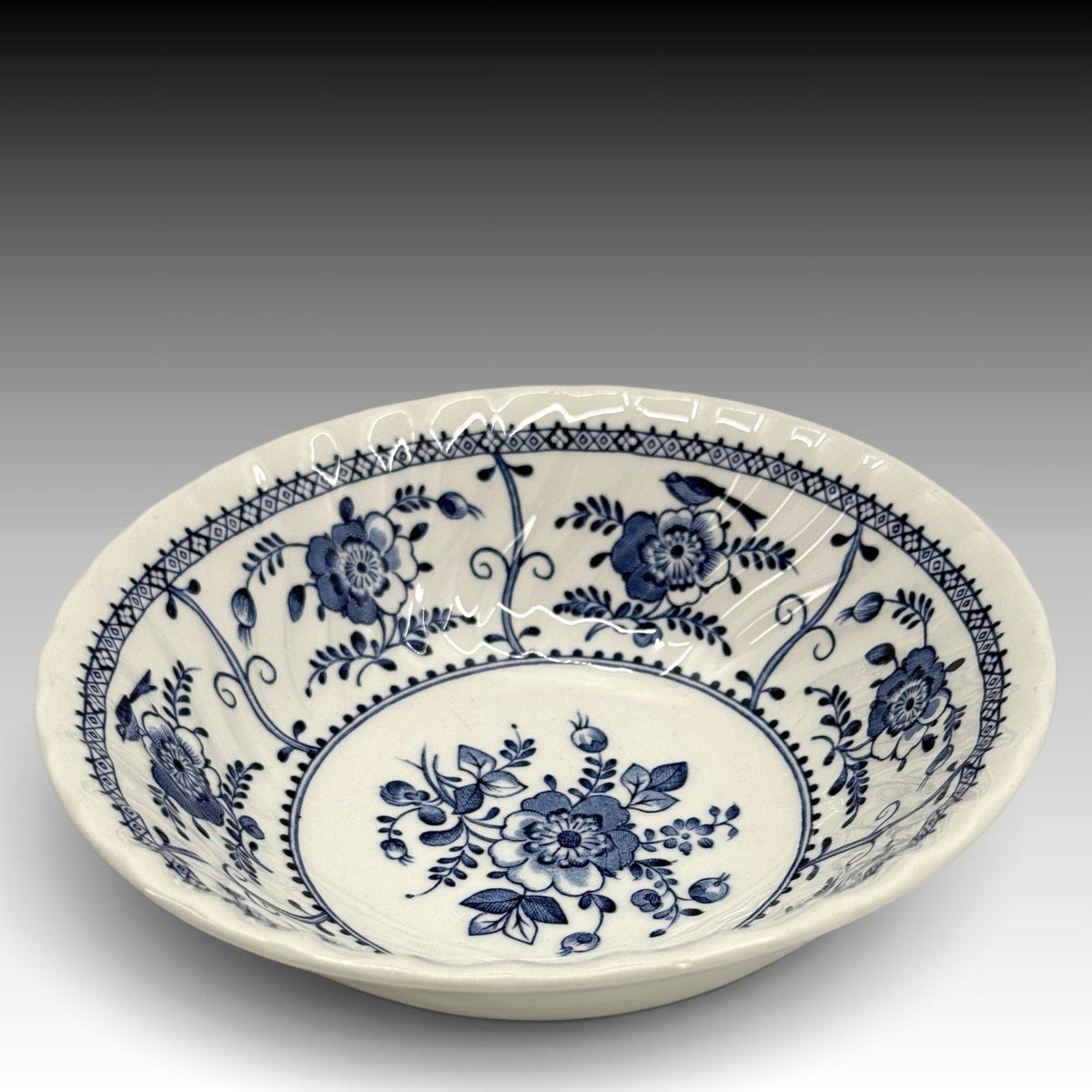 Johnson Brothers Indies Blue Set of 2 Cereal Bowls England Blue White Ironstone