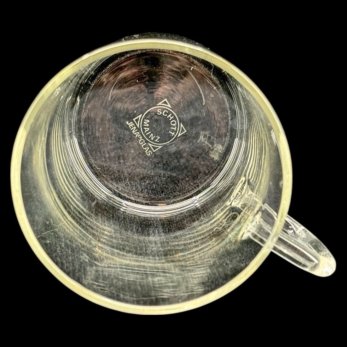 Schott Mainz Jena Glas Coffee Mugs Set of 4 Clear Glass 8 Oz Vintage Germany