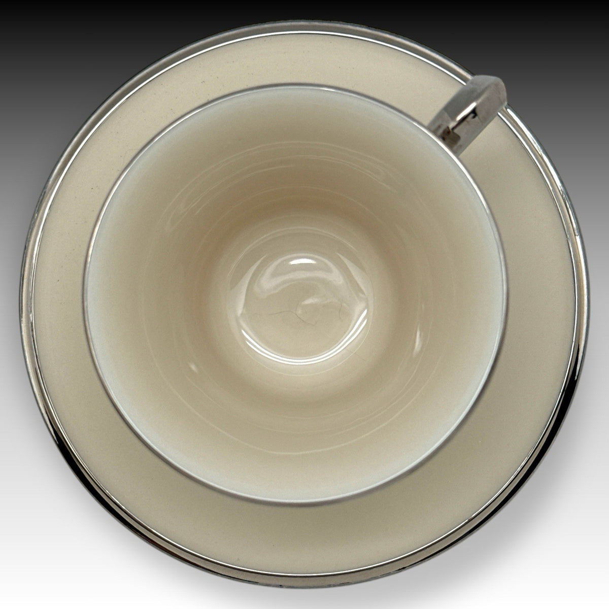 Set of 3 Lenox Solitaire Ivory Platinum 8 oz Cups & Saucers USA Bone China EUC
