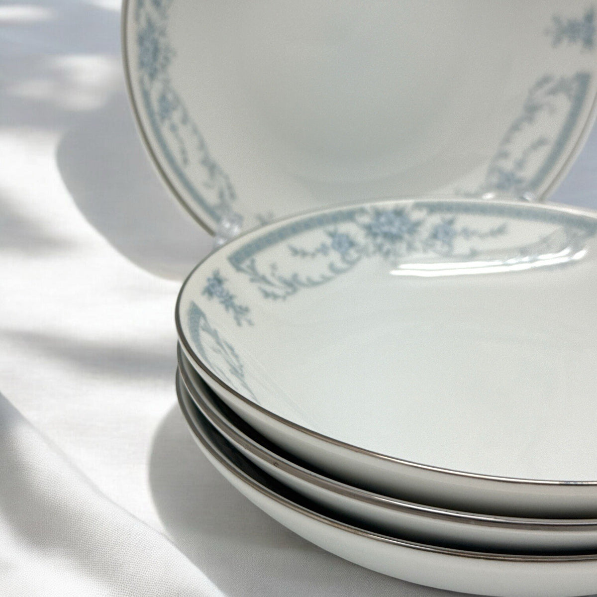 Set of 4 DESSERT BOWLS Sheffield 1985 BLUE WHISPER Porcelain Fine China 5 5/8”