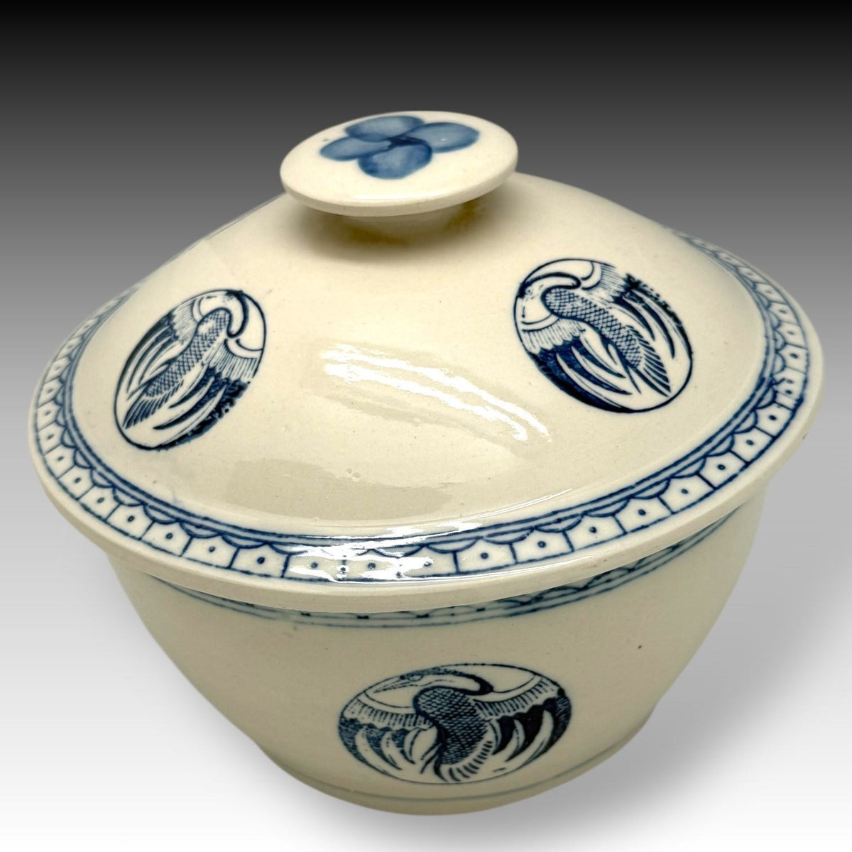 Vintage CHINESE PORCELAIN RICE BOWL Crane Design Asian Tableware