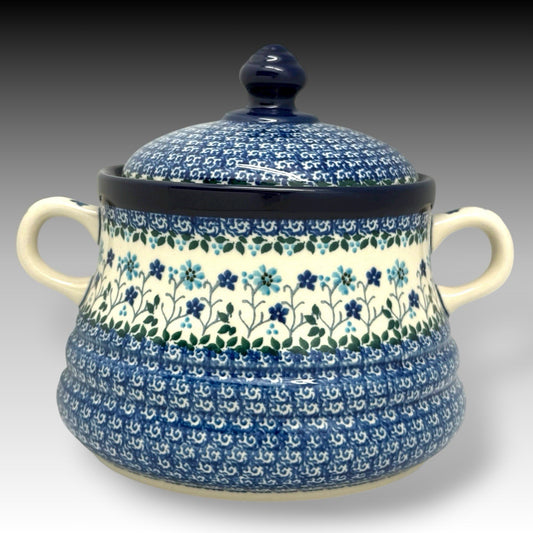 Ceramika Artystyczna Polish Pottery 2.5 Qt Covered Baker Georgia Blue Stoneware