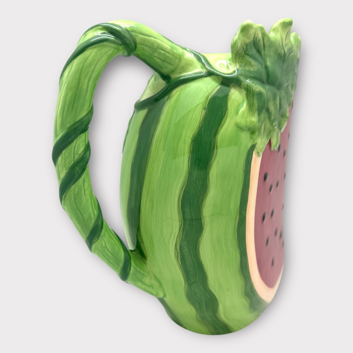 Figural WATERMELON PITCHER Porcelain Hand-Painted Colorful Summer