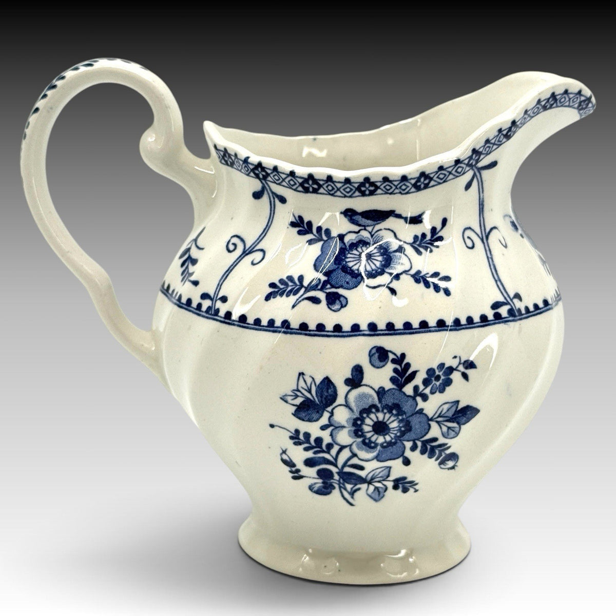 Johnson Brothers Indies Blue Creamer & Lidded Sugar Bowl England Vintage Set 2pc