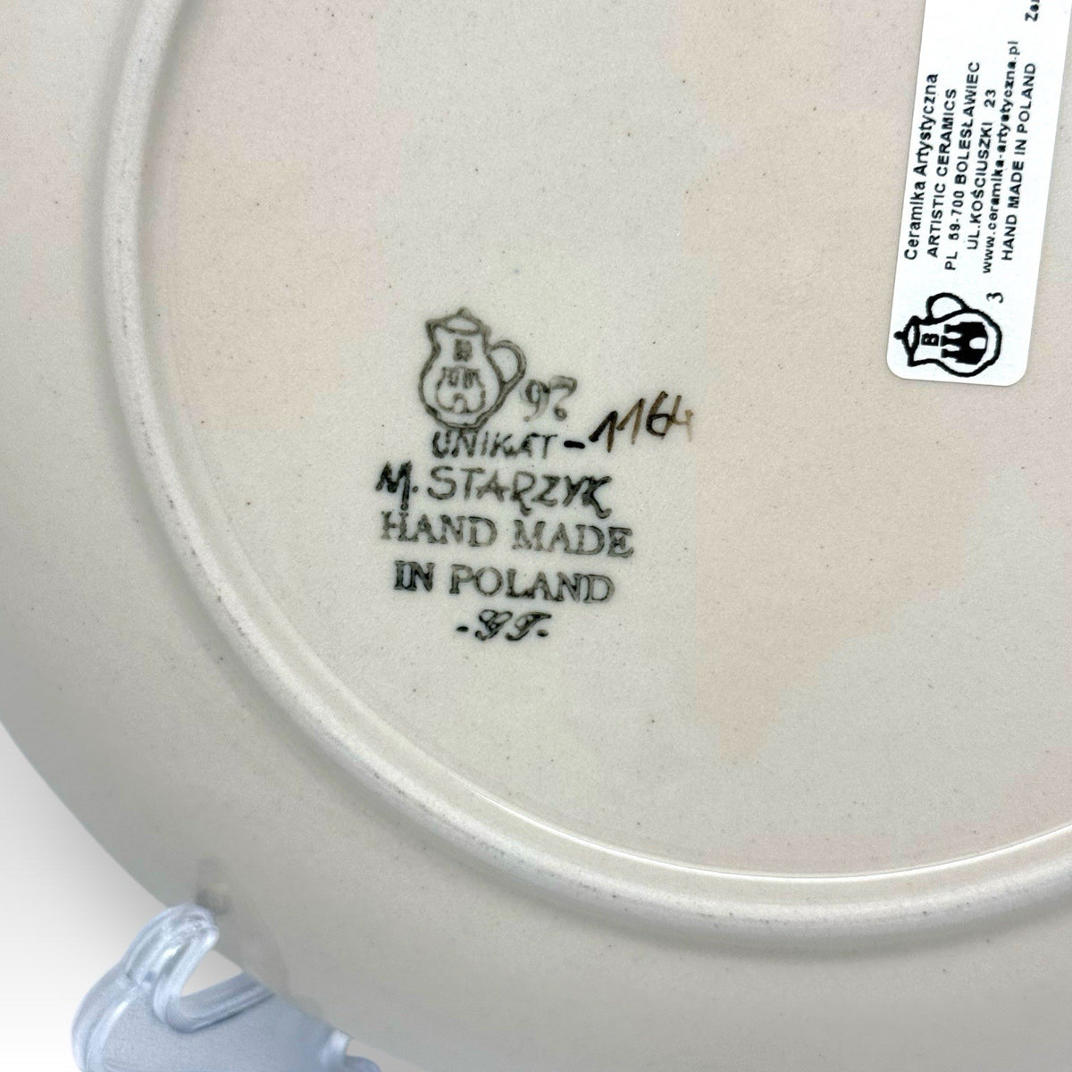 UNIKAT Polish Pottery Salad/Dessert Plate Forget Me Not Maria Starzyk 7.75"