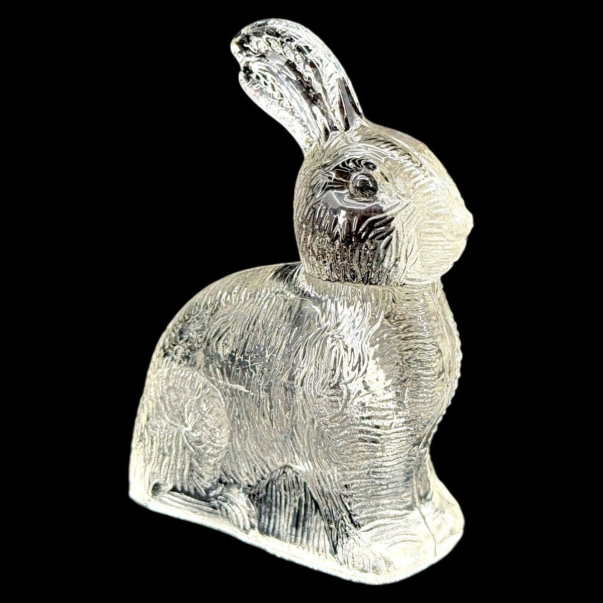 2 Vintage J H Millstein Glass Bunny Rabbit Candy Containers Uranium - One GLOWS