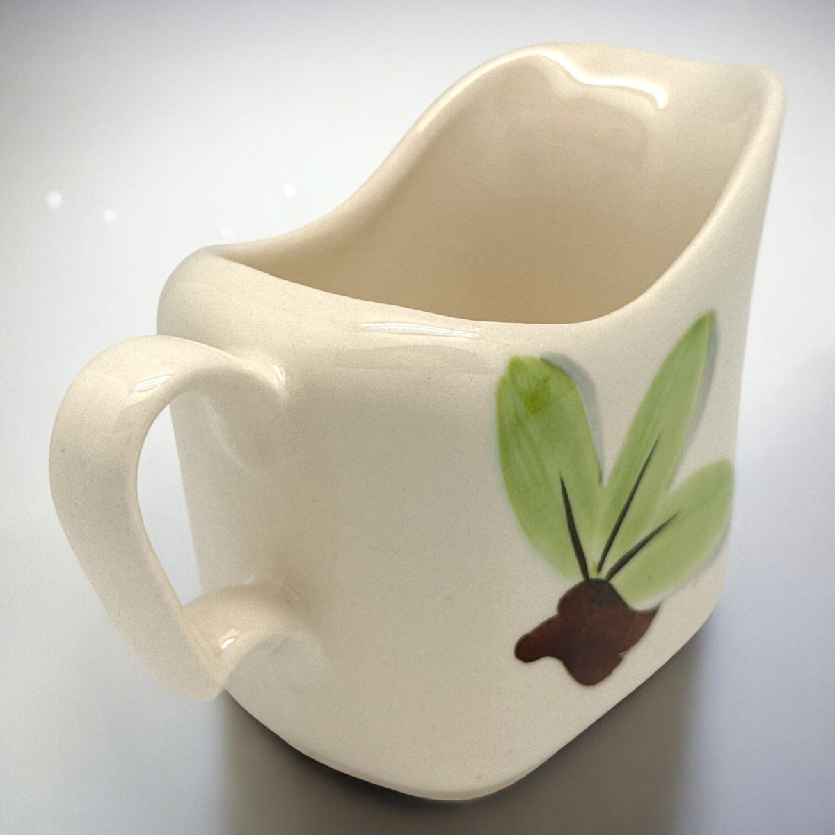1940s Continental Kilns WOODLEAF Hand Painted CREAMER & Covered SUGAR BOWL USA