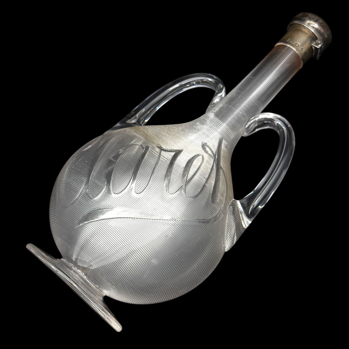 Stevens & Williams Silver Threaded Claret Bottle Heath & Middleton 1892 England
