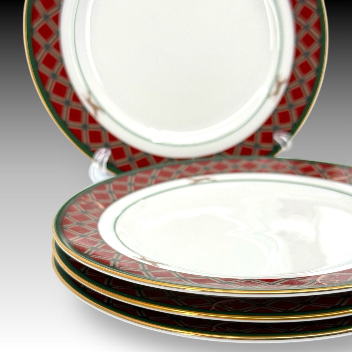 Noritake Royal Hunt 3930 Bread Plates Set of 4 Rabbit Pheasant Gold Trim