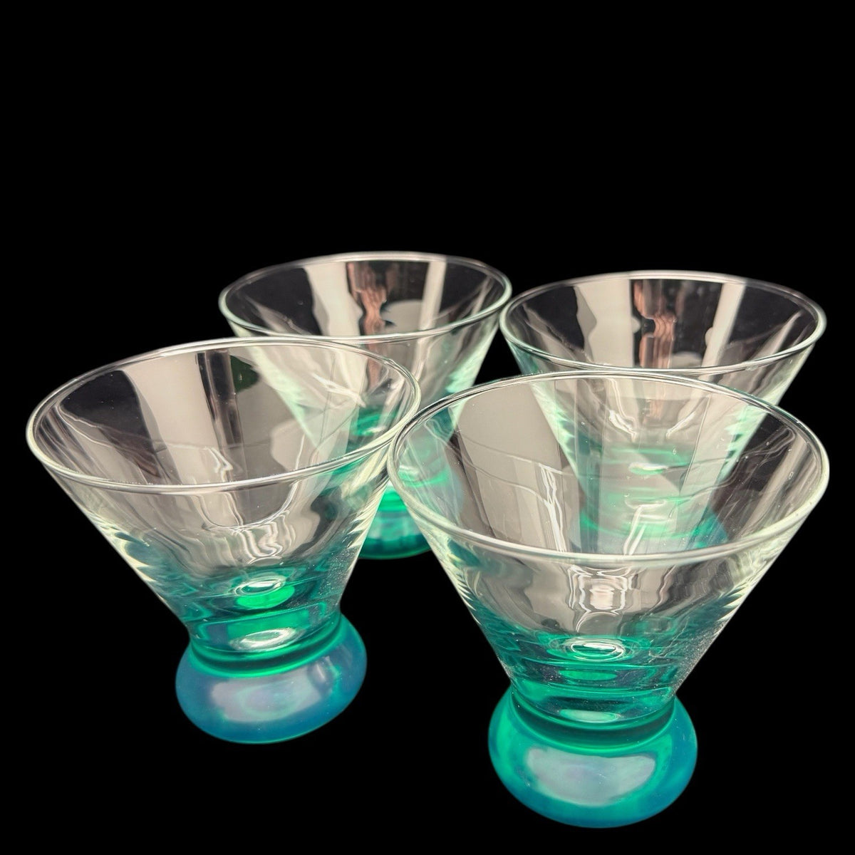 LIBBEY Green Hots Martini Glasses Set of 4 GREEN Base Holiday Cocktail Barware