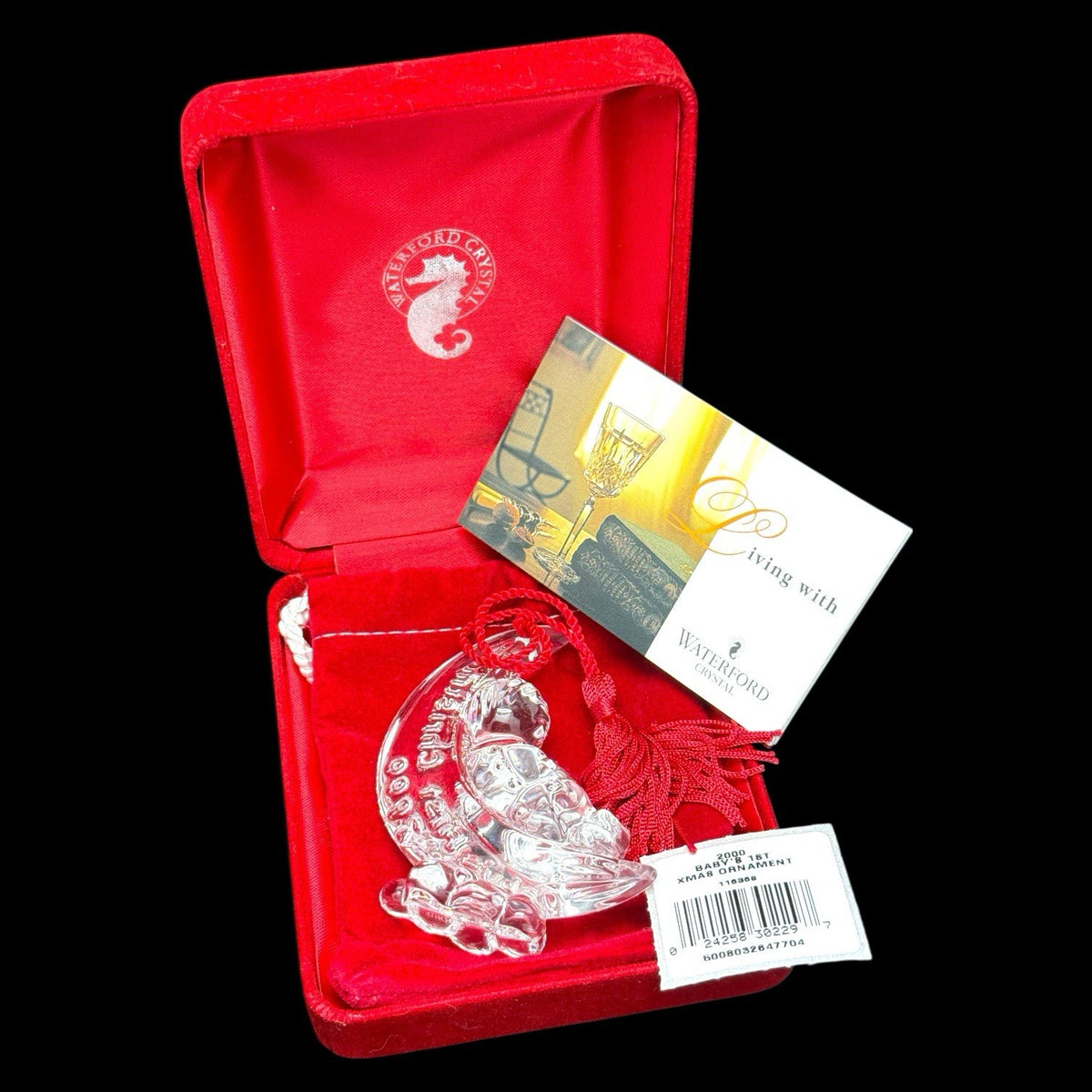 Waterford Crystal Baby’s First Christmas 2000 Ornament – Baby on Crescent Moon