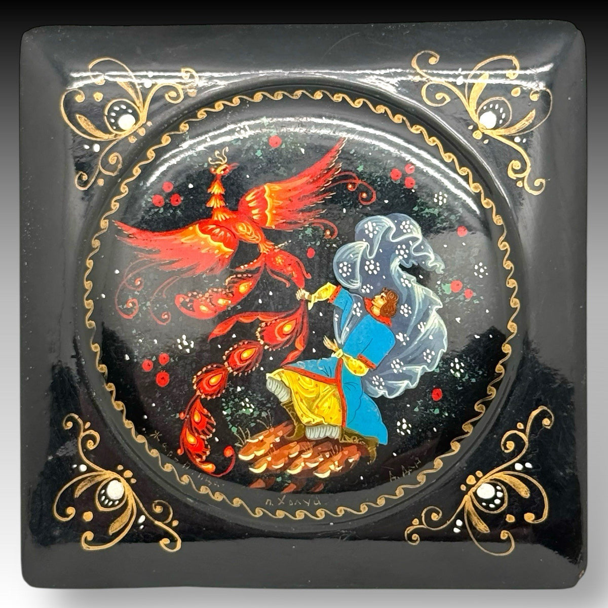 Hand-Painted Russian Lacquer Box Ivan Tsarevich and the Firebird | Signed Kholuy