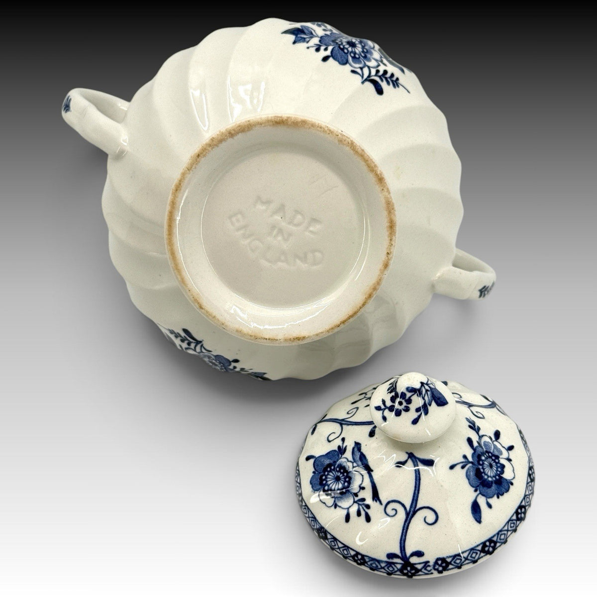 Johnson Brothers Indies Blue Creamer & Lidded Sugar Bowl England Vintage Set 2pc