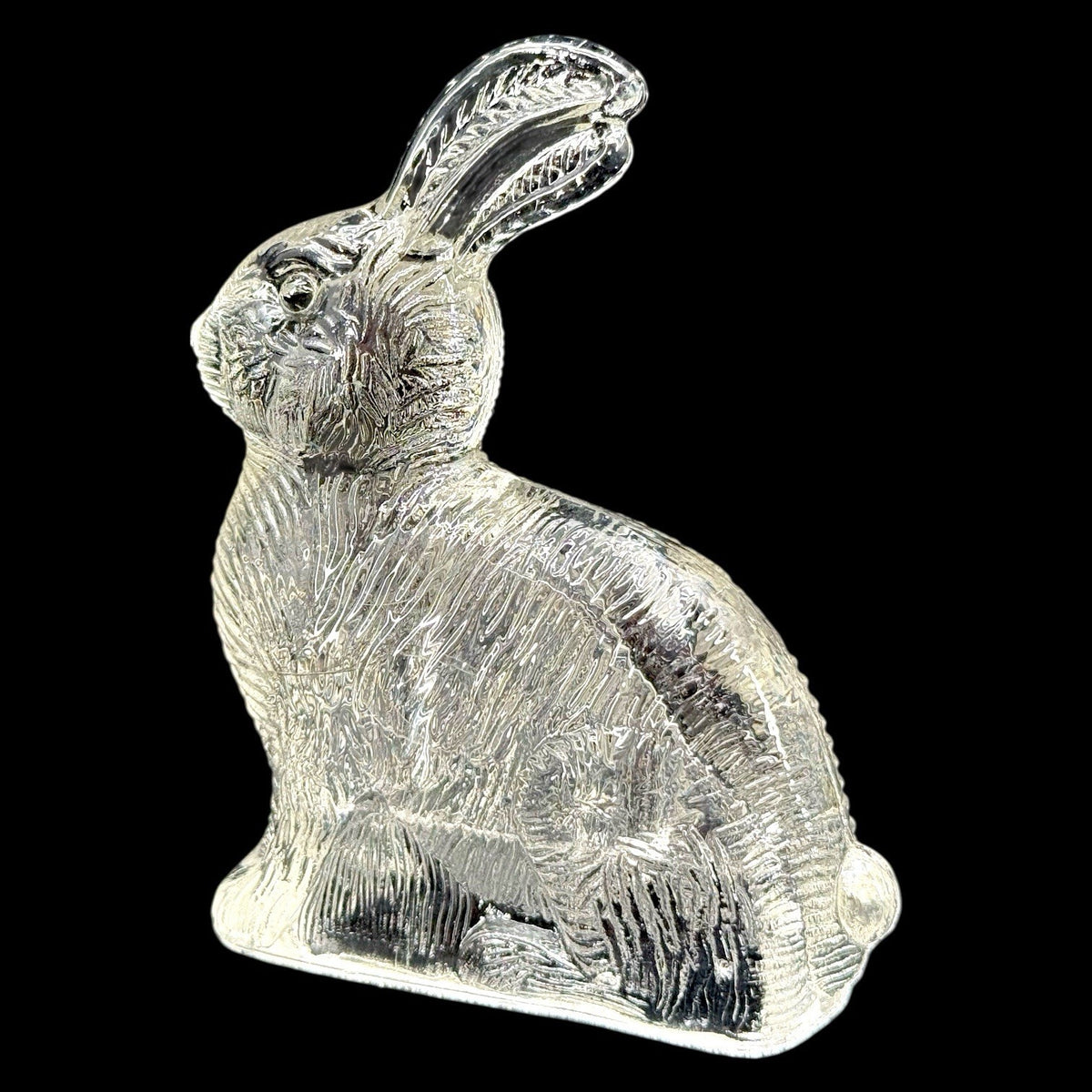 2 Vintage J H Millstein Glass Bunny Rabbit Candy Containers Uranium - One GLOWS