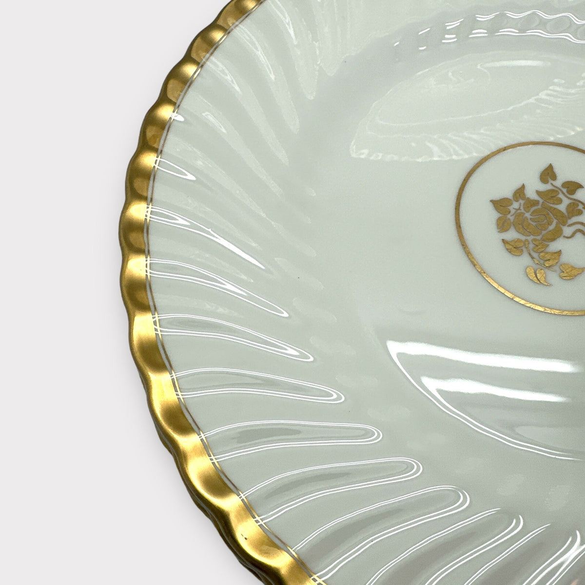 Set of 4 Minton Gold Rose BREAD PLATES England SWIRL Rim Gold Edge England 6.25"
