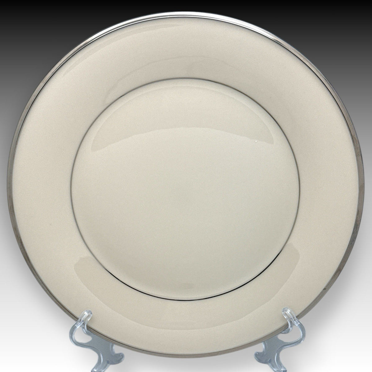 Set of 4 Lenox Solitaire Ivory Platinum Dinner Plates 10.5" USA Bone China EUC