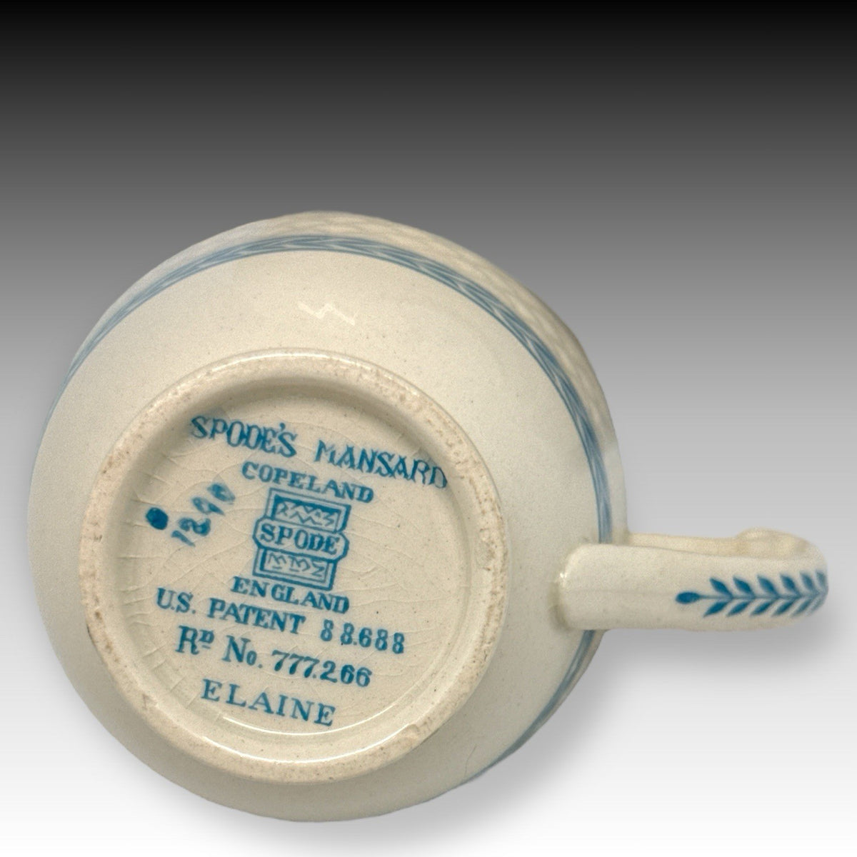 Spode Mansard ELAINE 4 Demitasse Cups & 5 Saucers England Blue White Vintage