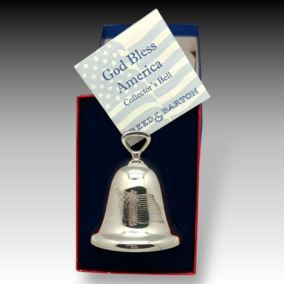 Reed & Barton God Bless America Collector Bell w/ Box Patriotic USA