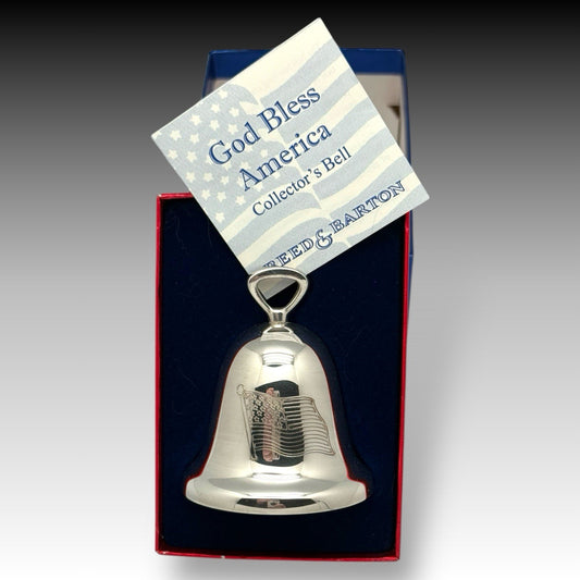 Reed & Barton God Bless America Collector Bell w/ Box Patriotic USA