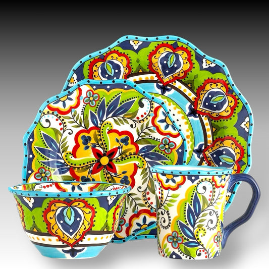 NIB Tabletops Unlimited Bocca 4 Pc PLACE SETTING Scalloped Earthenware NEW