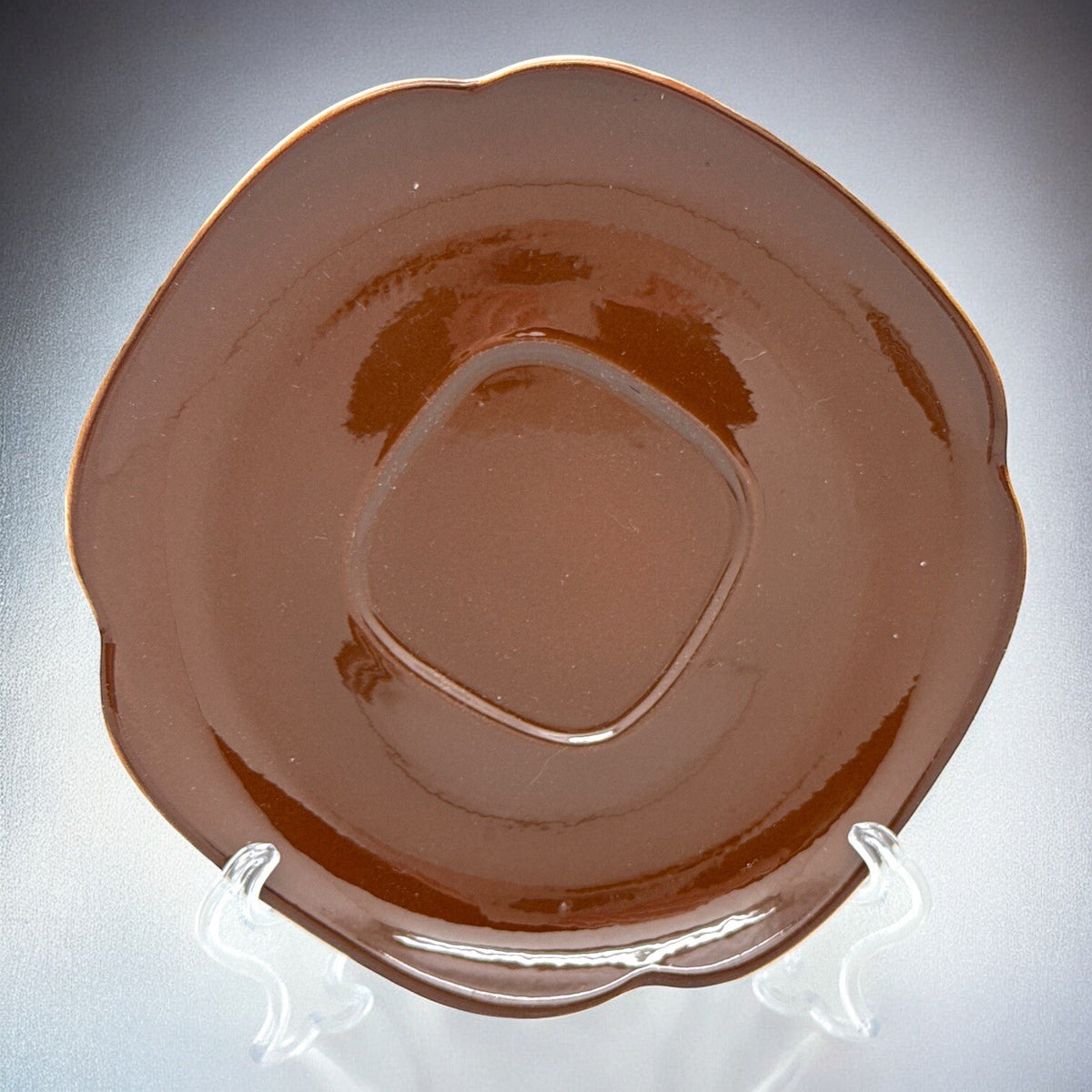 Set of 4 Vintage 1940s WOODLEAF by Continental Kilns Hand Painted SQUARE SAUCERS