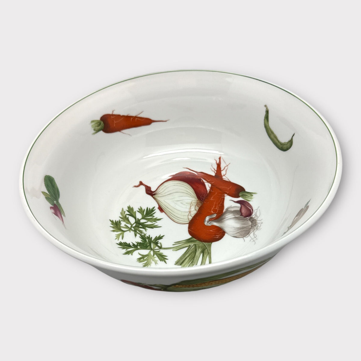 12.5” PHILLIPPE DESHOULIERES France Porcelain SERVING Bowl Vegetables Design