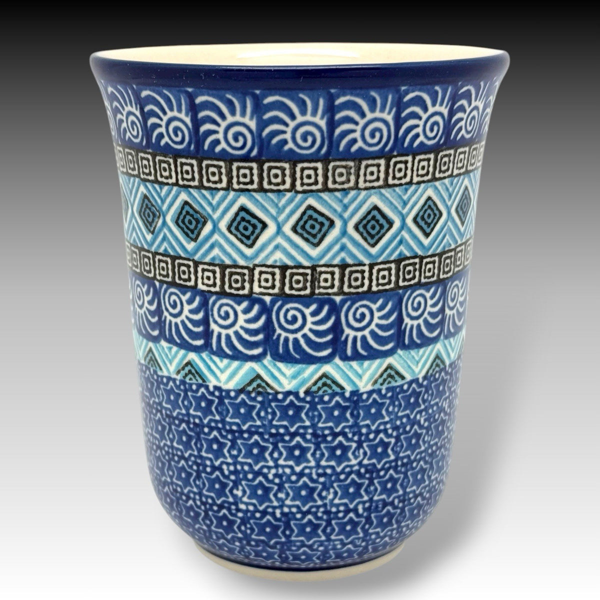 Ceramika Artystyczna Polish Pottery Large Bistro MUG – Aztec Sky Blue – 16 oz