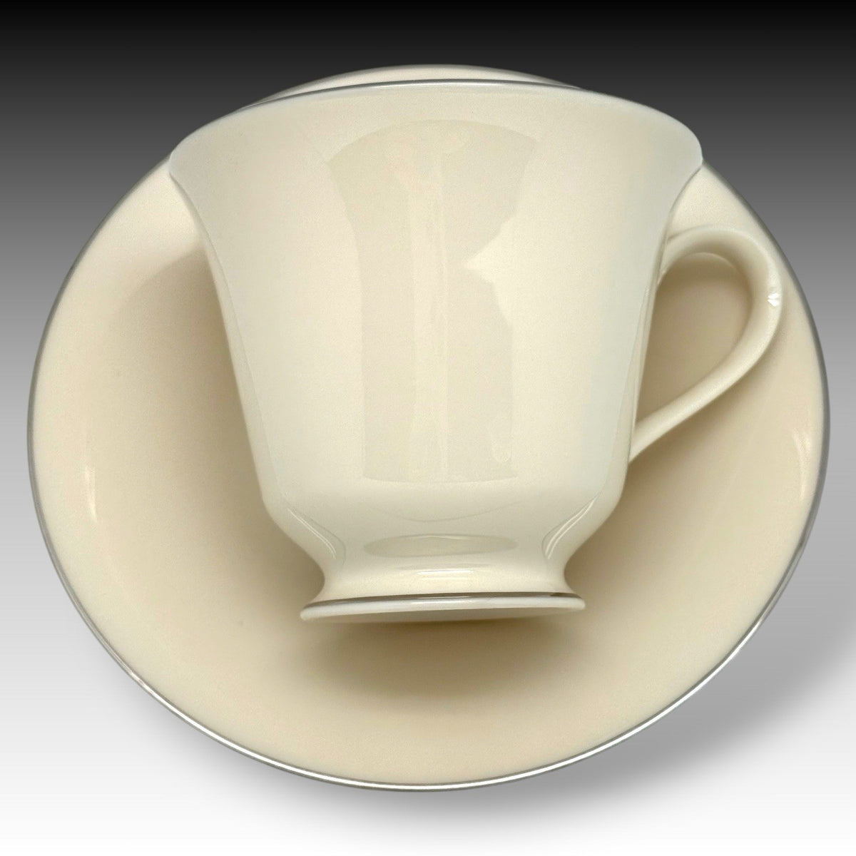 LENOX Maywood Platinum Trim Cup & Saucer Set of 4 USA Ivory Classic Elegant Vtg