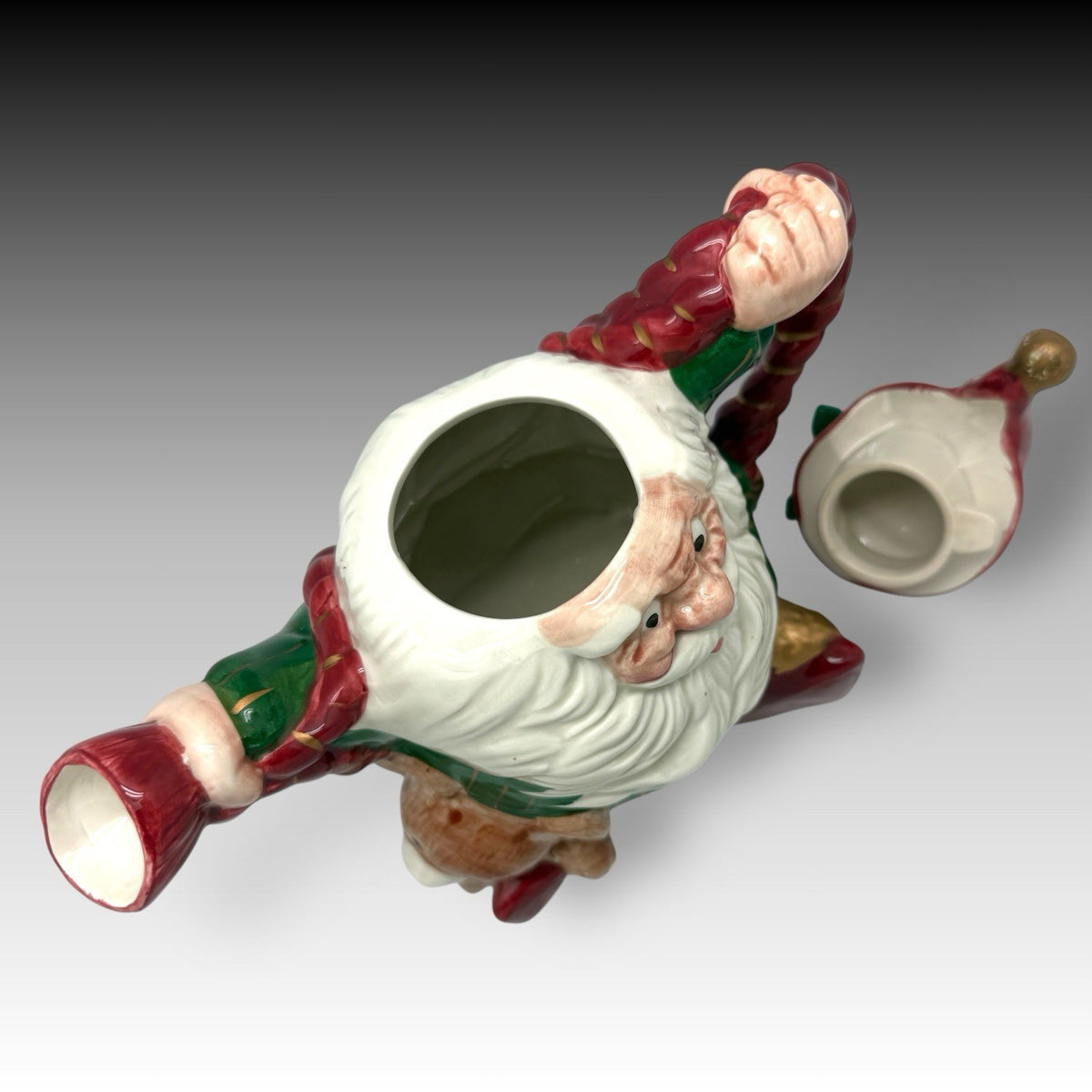 Vintage 1989 Fitz and Floyd SANTA ELVES Christmas Teapot Old World Style 40 oz