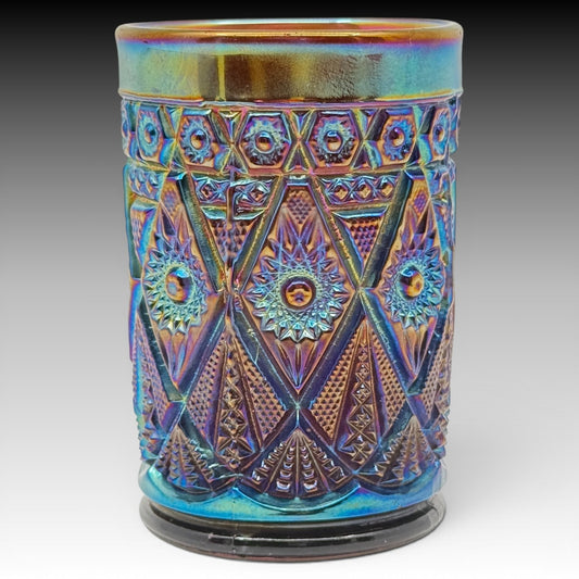 Imperial Diamond and Lace Carnival Glass Tumbler Amethyst  Antique 4 Inches