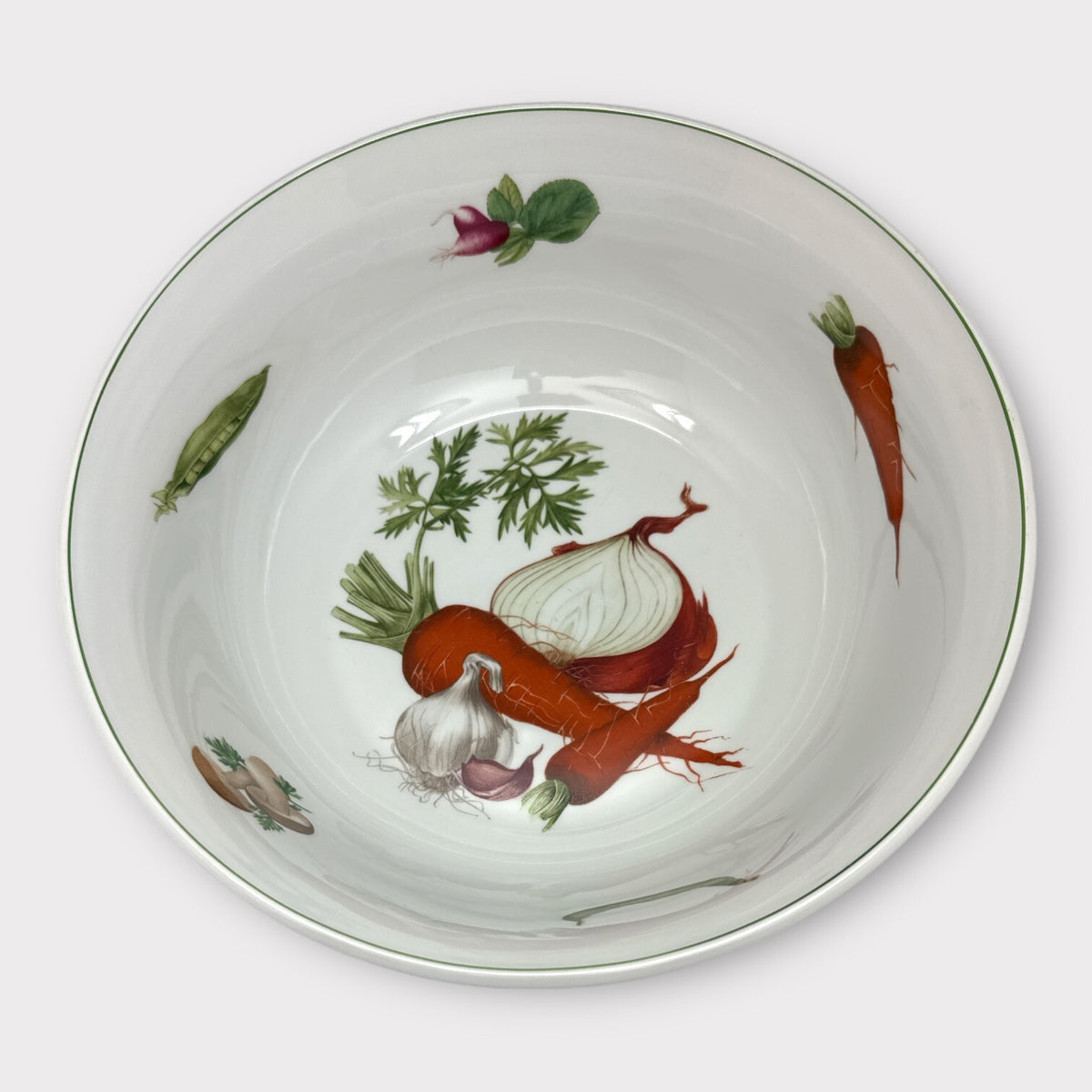 12.5” PHILLIPPE DESHOULIERES France Porcelain SERVING Bowl Vegetables Design