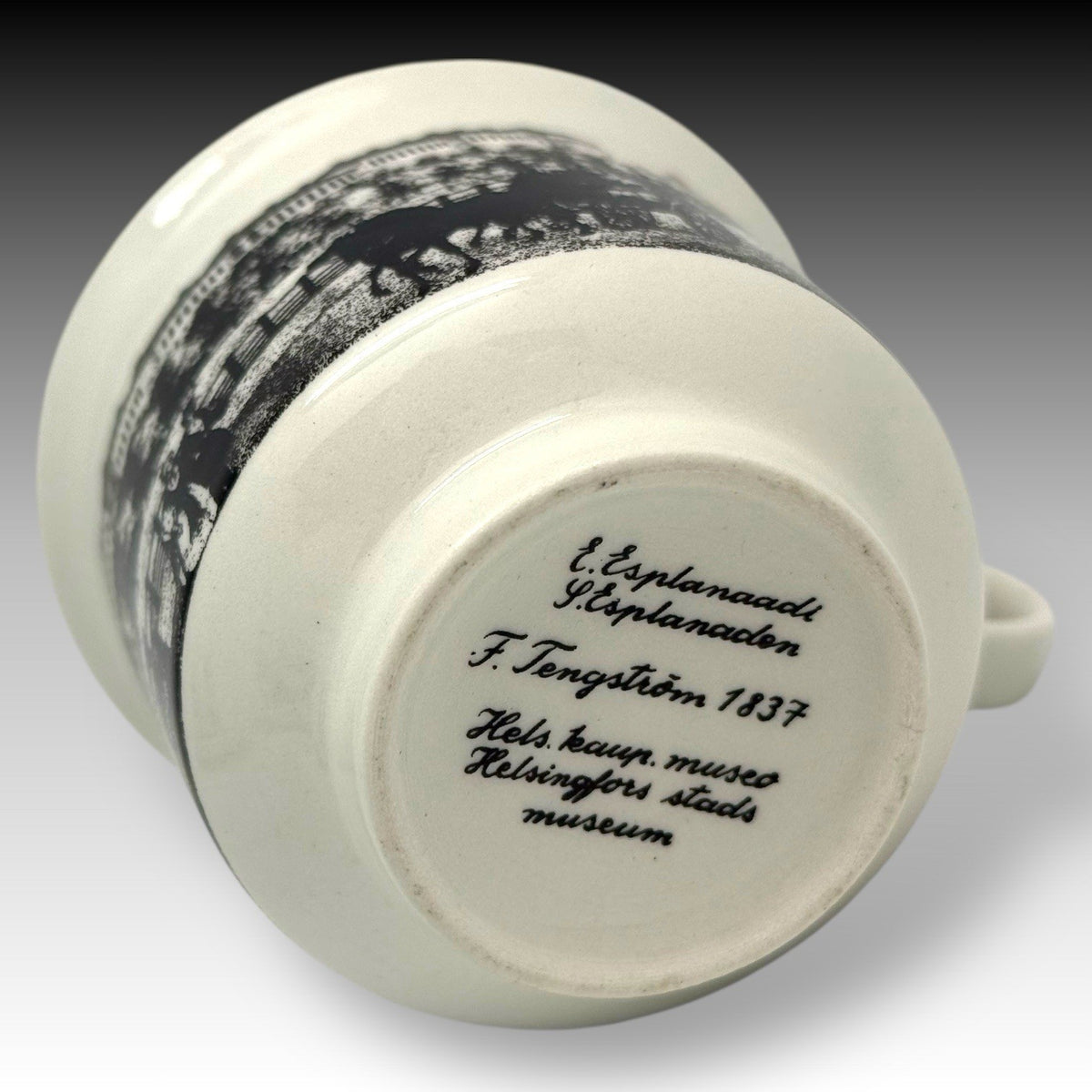 ARABIA Finland HELSINKI Wright 1863 Museum Cups & Saucers Set of 4 – B&W