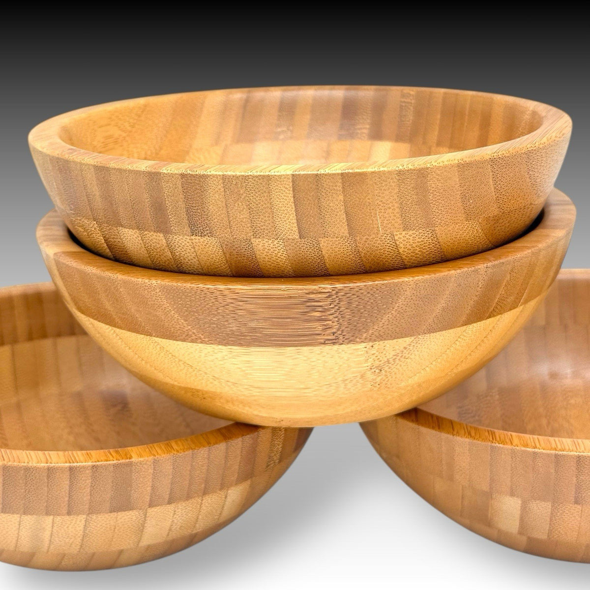 Lipper International Bamboo Wood Salad Bowls Set Of 4, 7 Inch Natural Serving