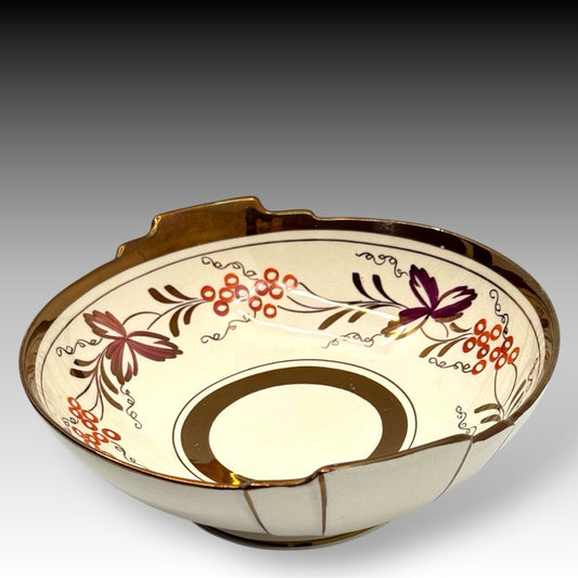 Gray's Pottery Hand Painted Lustreware Bowl, Art Deco Stoke Trent England 9 Inch