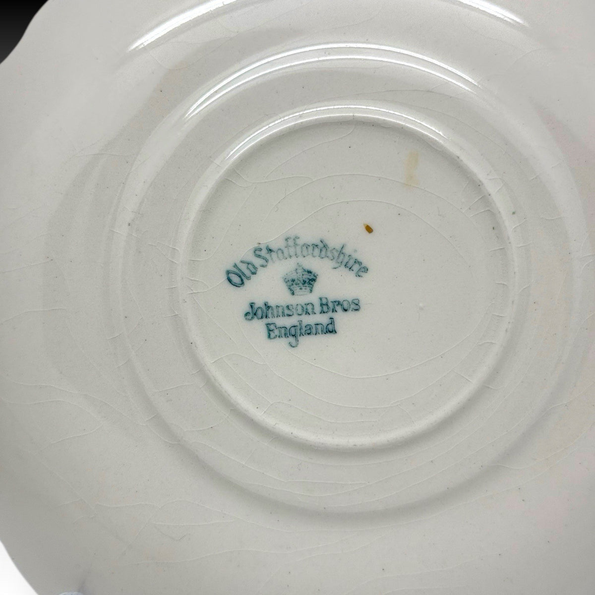 4 Johnson Brothers “Marlow” Old Staffordshire Flat Cream Soup Bowls and Saucers