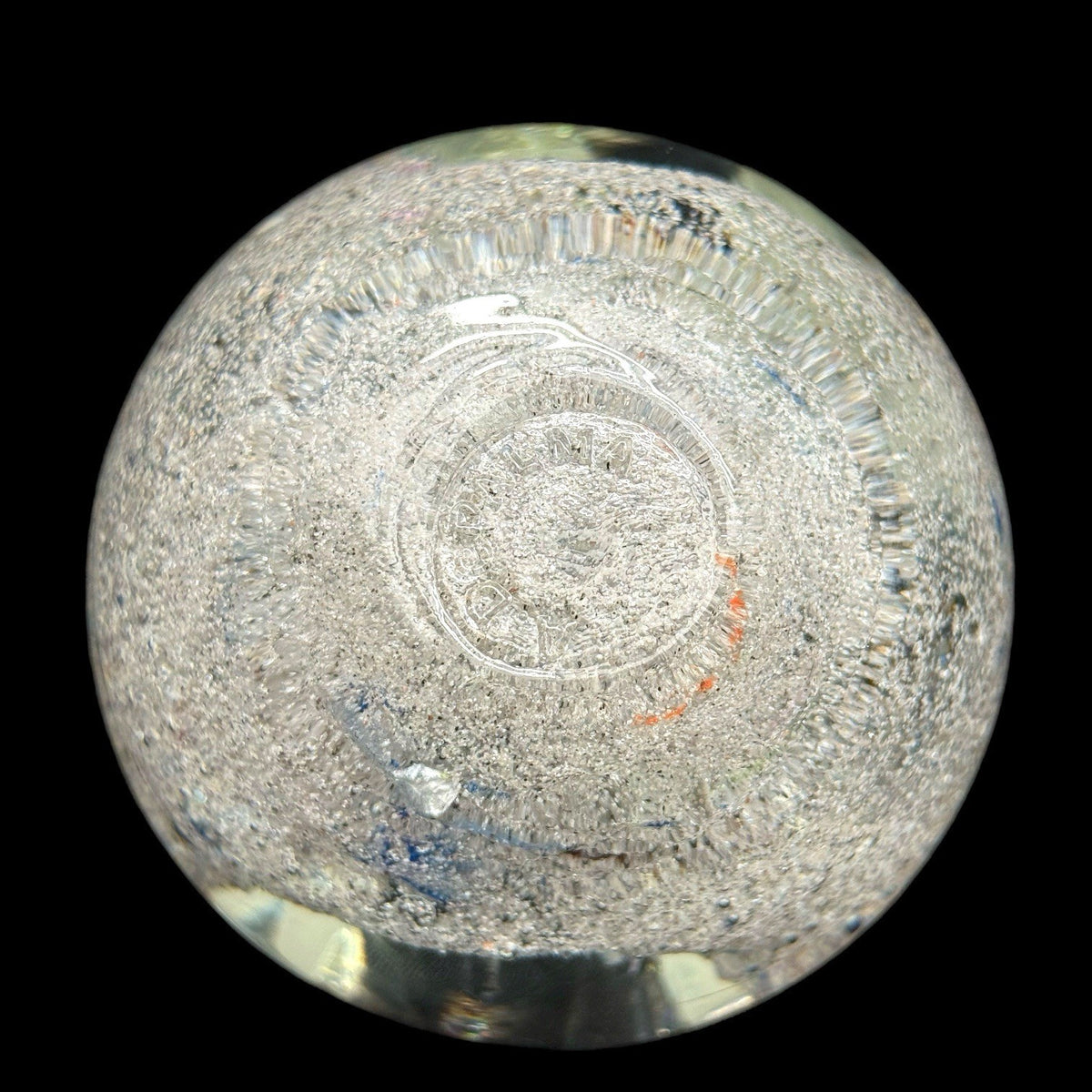 Wheaton Glass Art Paperweight Vase Signed A. De Palma Silver Aventurine Swirl