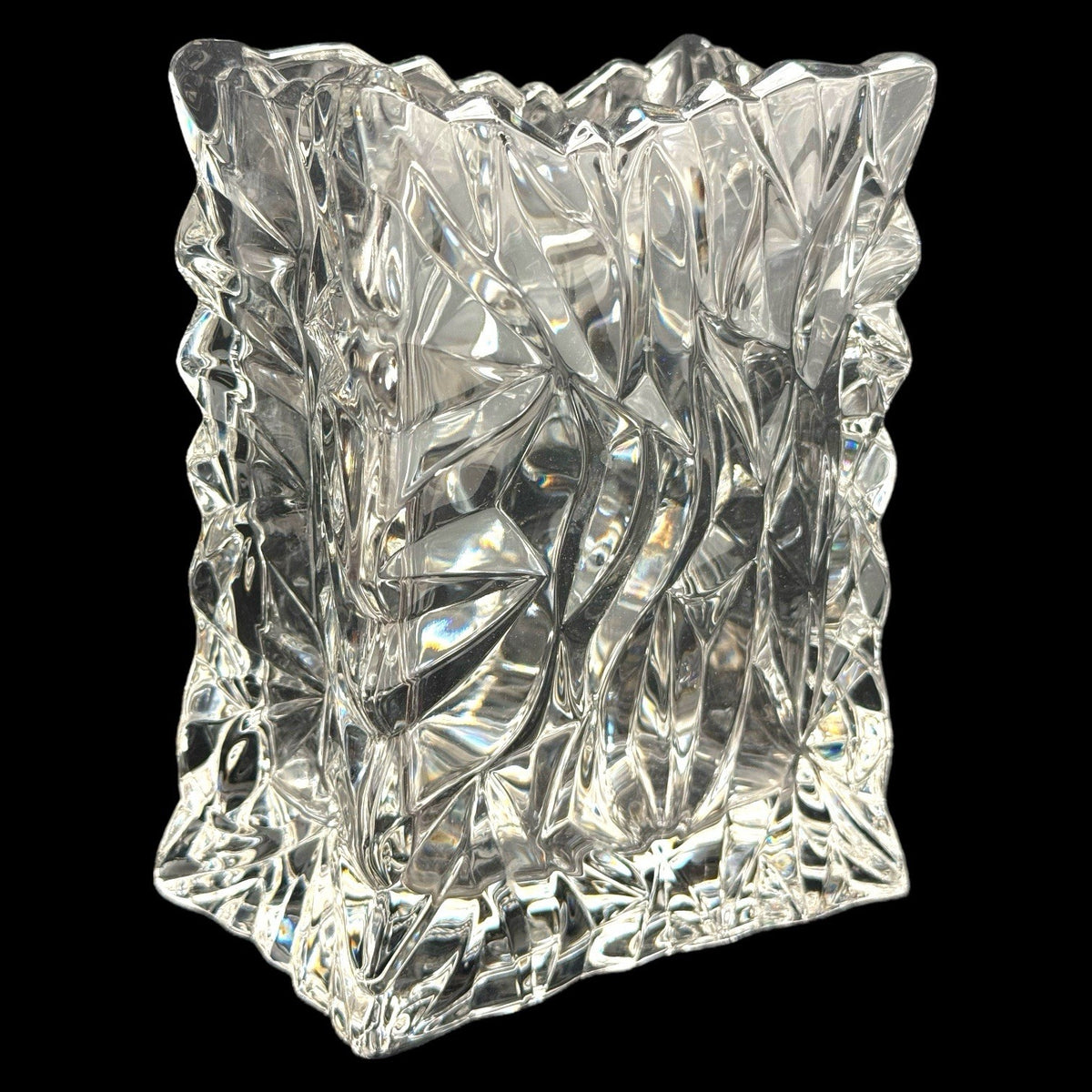 ROSENTHAL Studio-line CRINKLE Clear Crystal Bag Vase 6.75” Germany VTG
