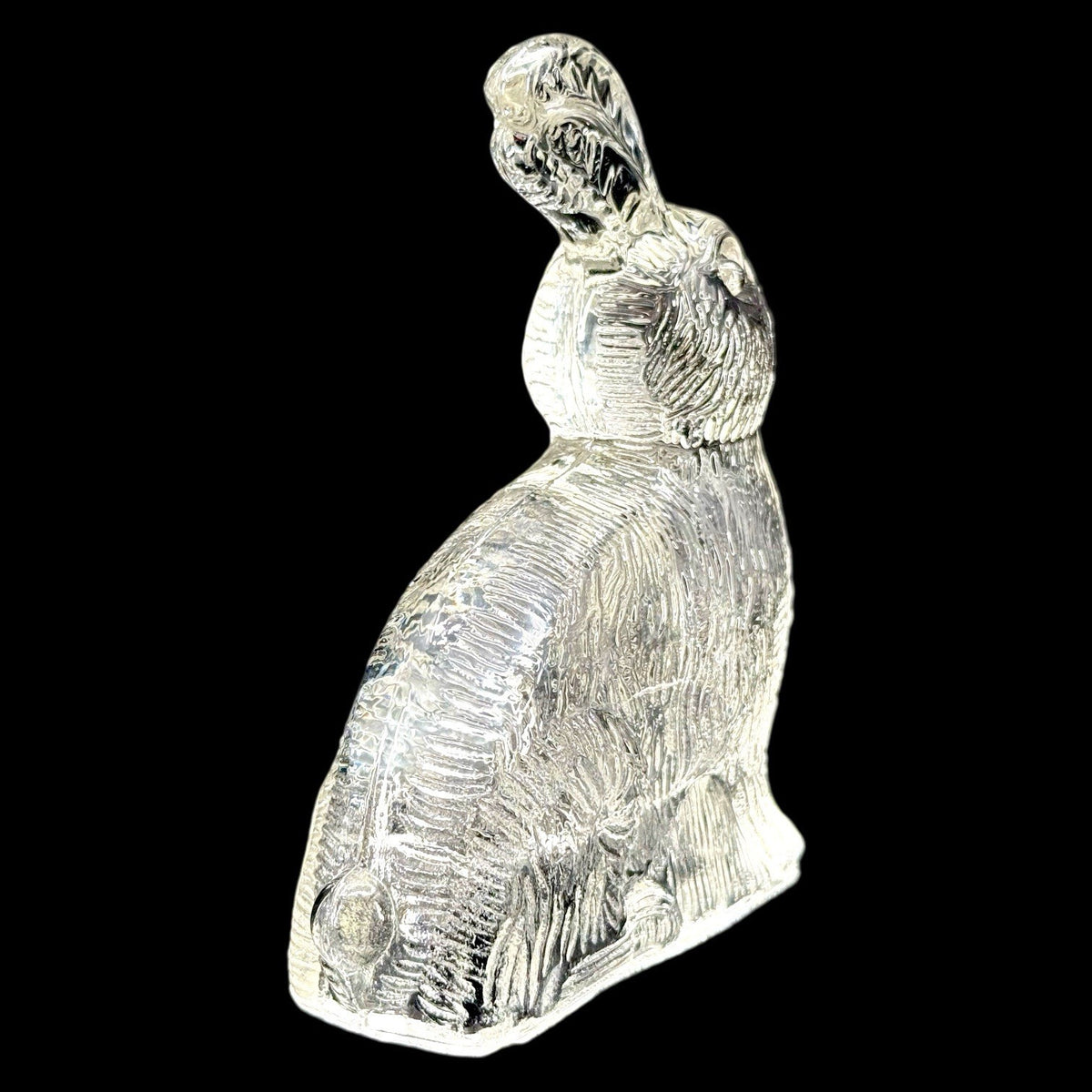 2 Vintage J H Millstein Glass Bunny Rabbit Candy Containers Uranium - One GLOWS
